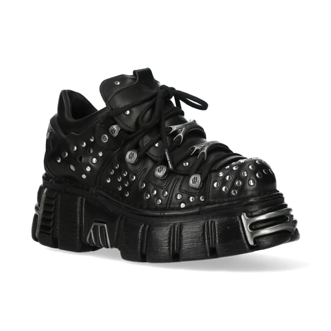 New Rock M-120NR-C1 Zwarte leren Gothic Platform enkellaarsjes