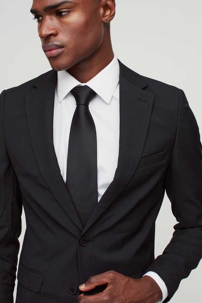 Skinny Single Breasted Suit Jacket | Black | Size 52