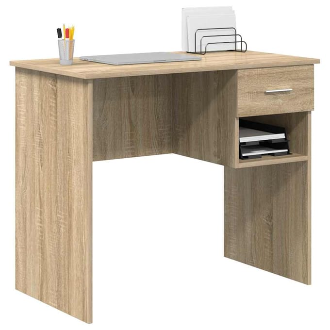 vidaXL - Bureau - Sonoma - Eik - 90 - x - 49 - x - 75 - cm - Bewerkt - hout