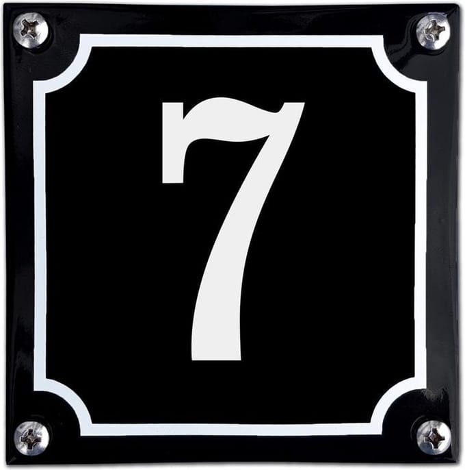 Zwart emaille huisnummer  - 7