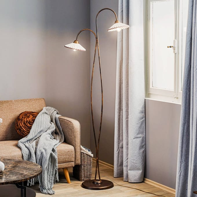 ONLI Vloerlamp Rosina met twee keramische kappen