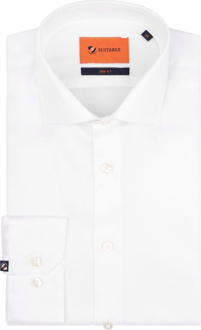 Suitable Overhemd Extra Lange Mouwen Twill Wit - Maat 41 - Heren - Overhemden Formeel