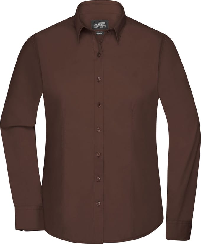 Daiber Blouse Dames Met Lange Mouwen (Bruin) Maat S
