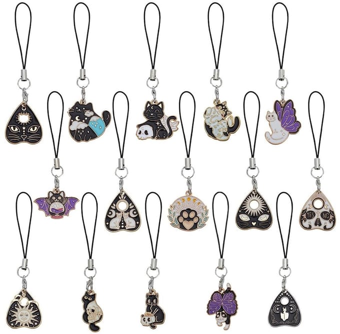 Dailygoods - 15 Stijlen Telefoon Bedelhangers van Legering met Kattenthema