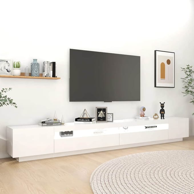 vidaXL - Tv-meubel - met - LED-verlichting - 300x35x40 - cm - wit