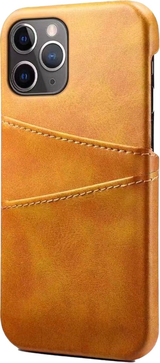 Hoesje geschikt voor iPhone 15 Pro - Backcover - Pasjeshouder - Portemonnee - Kunstleer - Lichtbruin