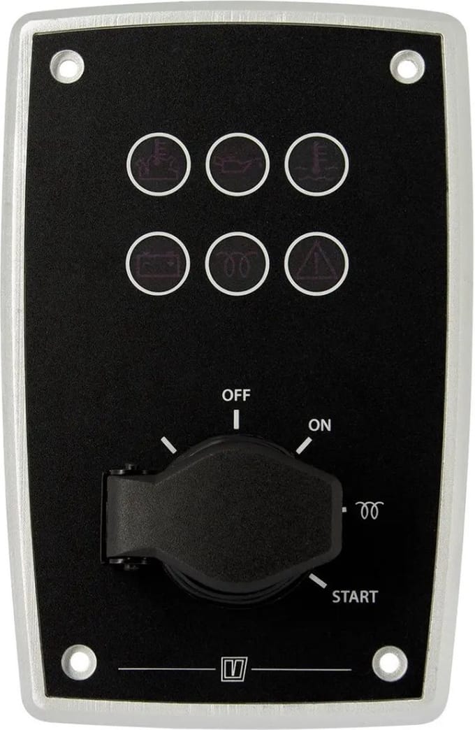 VETUS Motorbedieningspaneel 12 Volt alu zwart