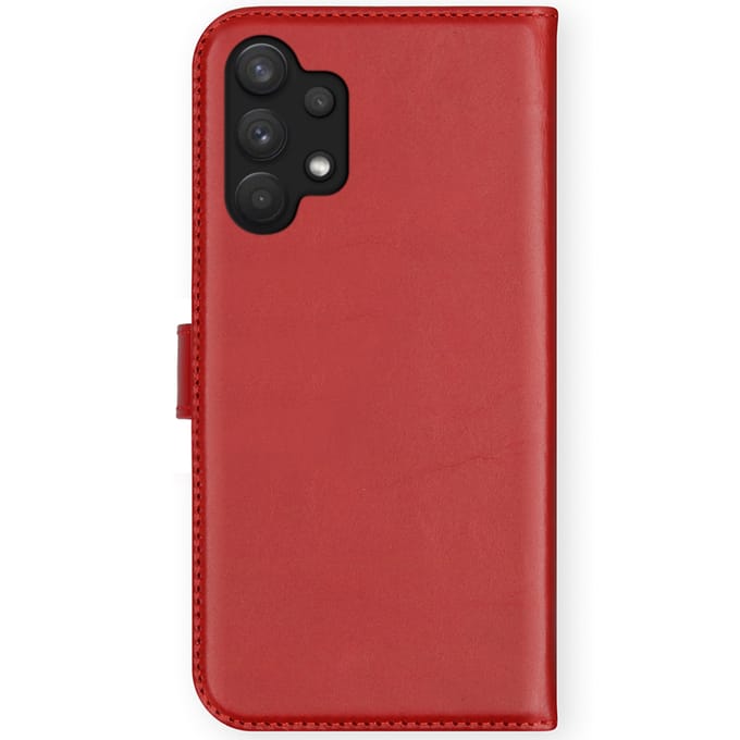 Selencia Hoesje - Geschikt voor Samsung Galaxy A32 (4G) - Echt Lederen Bookcase - Rood