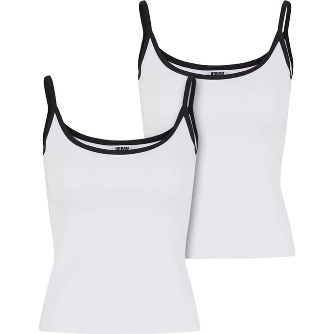 Urban Classics Contrast Basic (Set van 2) Dames Top - wit/zwart - S
