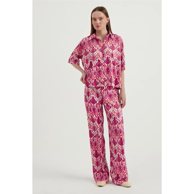 Satin Relaxed Korte Mouw Boho Shirt