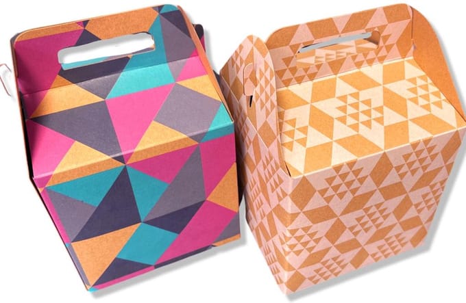 Hoomark 4 Cadeaudoosjes - 10,5x10,5cm - Kraft papier - 2 dessins