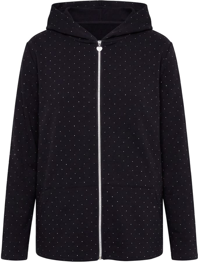 MIAMODA - Dames - Sweatvest Loose Fit capuchon rits - Zwart - Maat 48