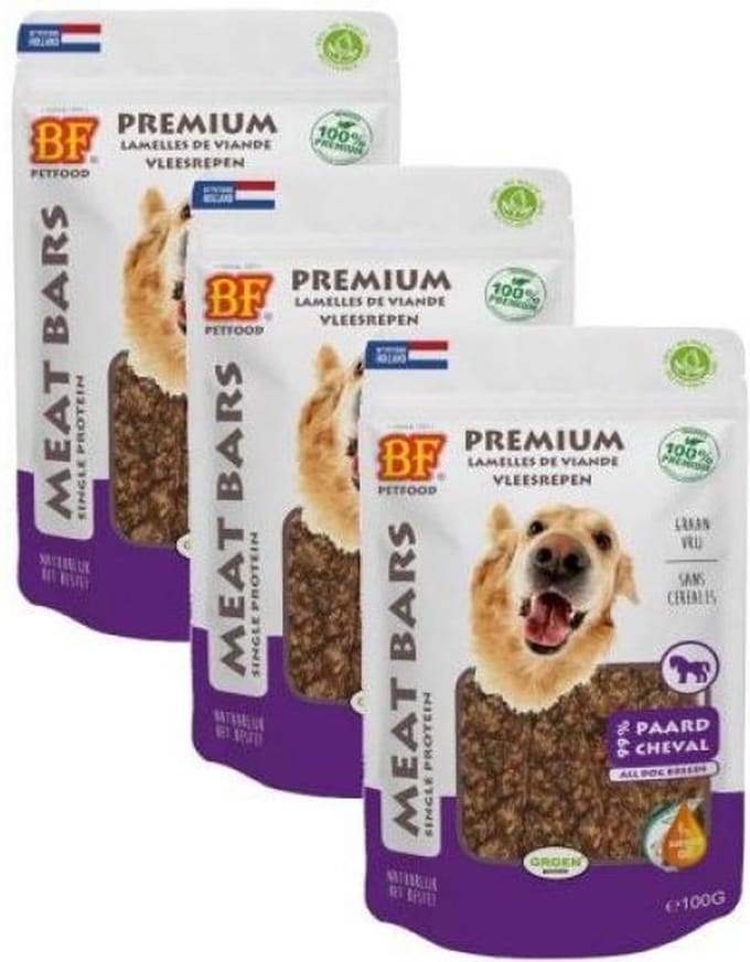 3x100 gr Biofood meat bars paard hondensnack