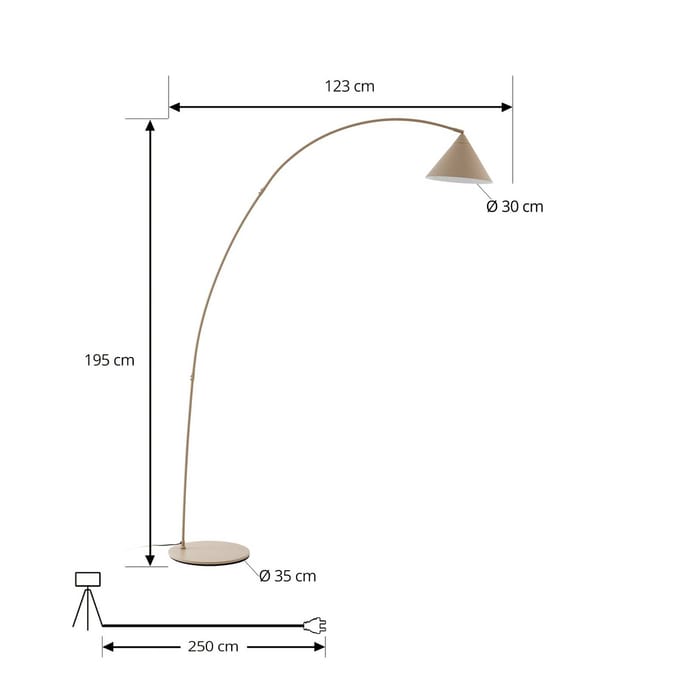 Lindby - vloerlamp - 1licht - metaal - H: 195 cm - E27 - beige, wit