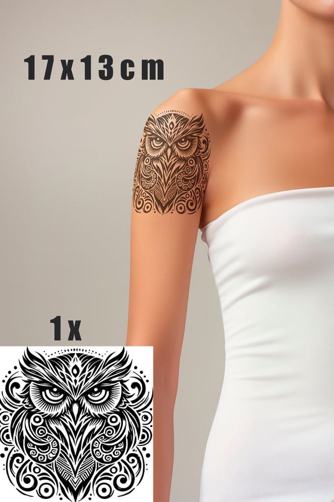 Neptattoo Uil - 17x13cm - 1x