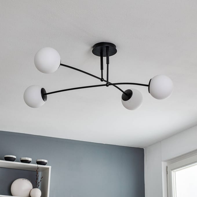 EMIBIG LIGHTING Pregos 4 plafondlamp in zwart, 4-lamps