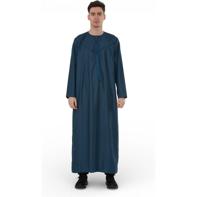 Heren Ramadan Eid Blauwe Marokkaanse Jubba Robe Djellaba Thobe - TT-008