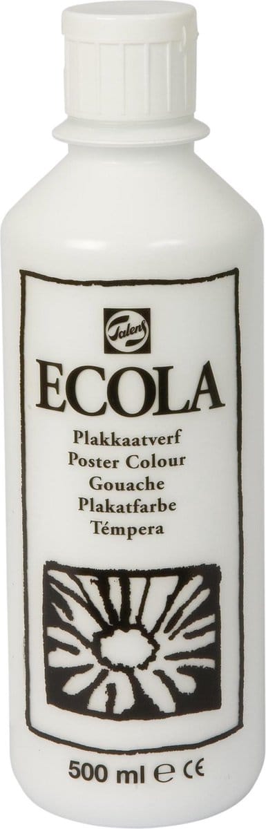 Plakkaatverf Ecola flacon van 500 ml, wit