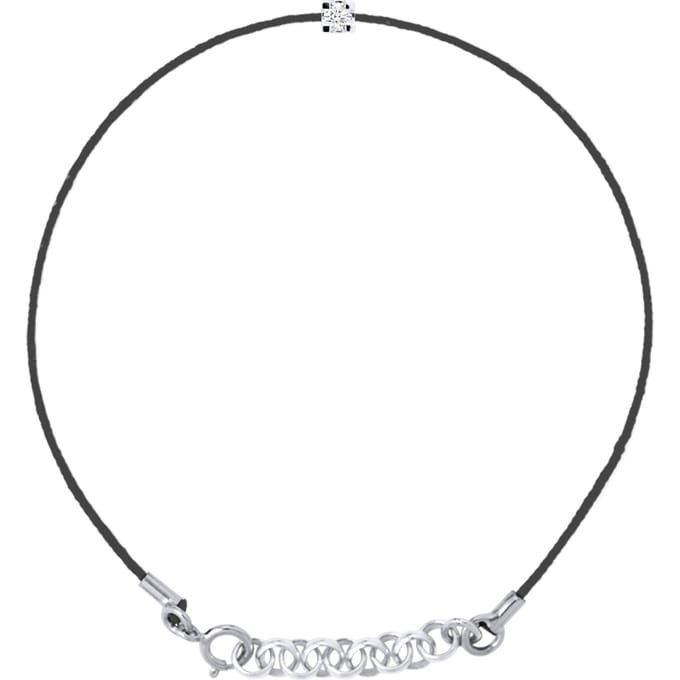 Diamond Bracelet Solitaire 0050 Cts Black Nylon 925
