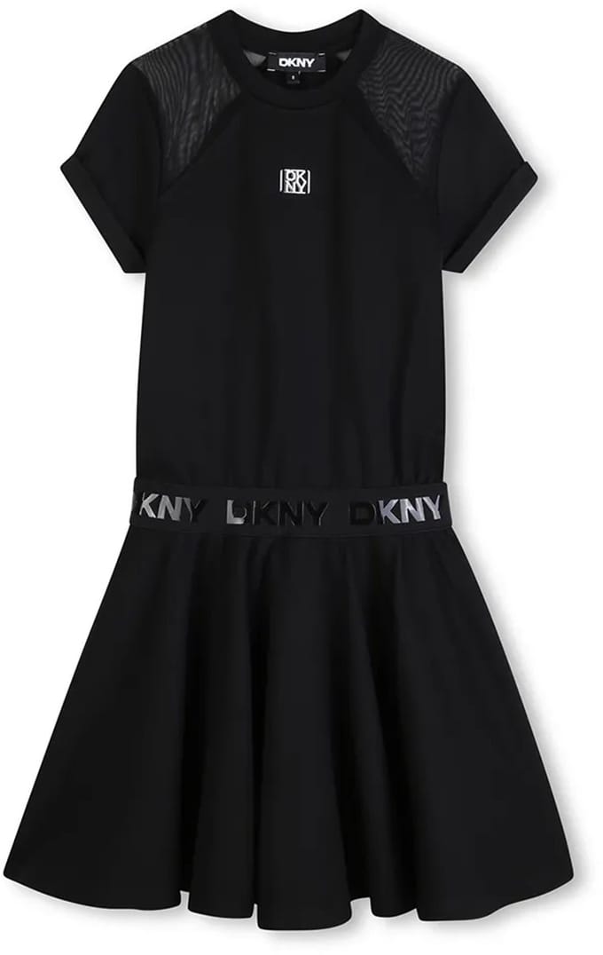Dkny D62627 Korte Mouw Jurk Zwart 4 Years Meisje