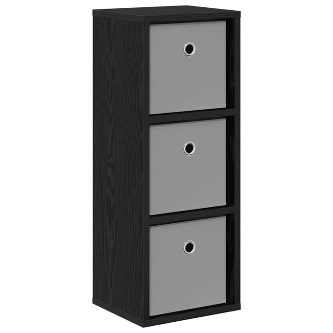 vidaXL - Dressoir - met - lade - Zwart - Eiken - 25,5 - x - 22 - x - 69,5 - cm
