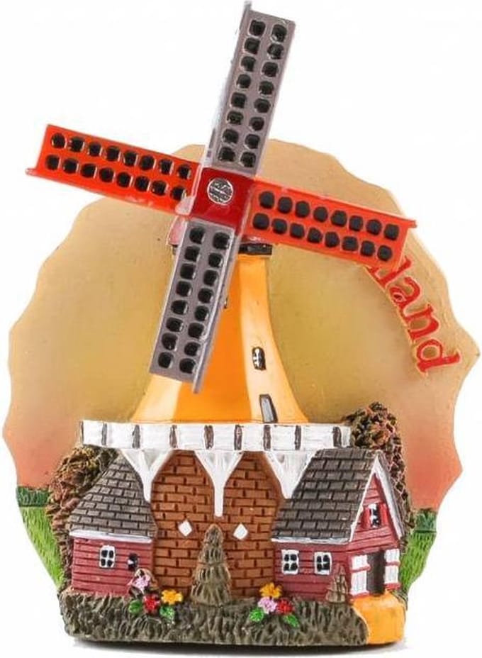 1 stuks Magneet molen geel Holland