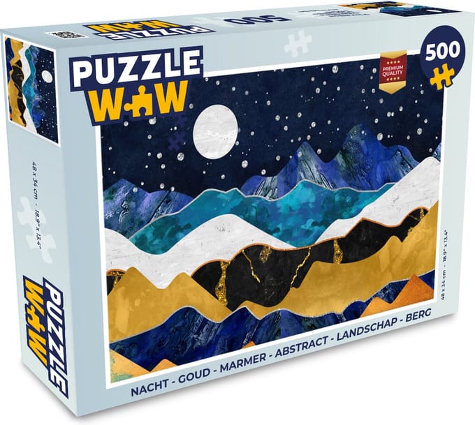 Puzzel Nacht - Goud - Marmer print - Abstract - Landschap - Berg - Legpuzzel - Puzzel 500 stukjes