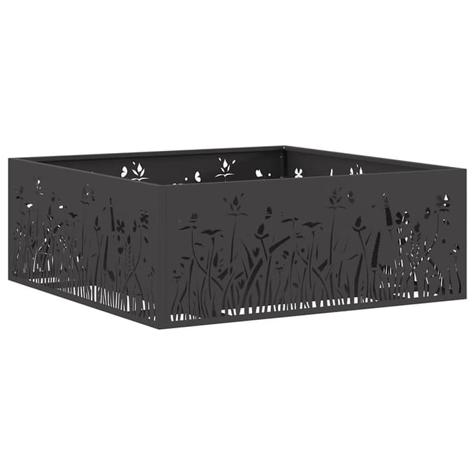 vidaXL - Vuurkom - Zwart - 80 - x - 80 - x - 30 - cm - weervast - staal