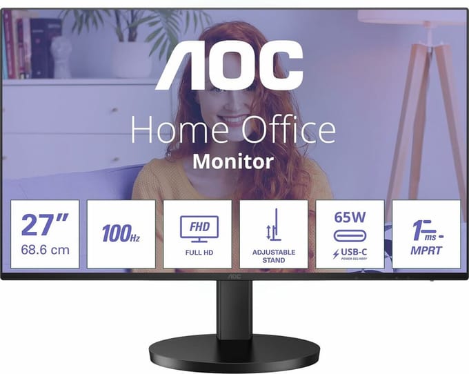 AOC 27B3CF2 - Full HD USB-C Monitor - 65w - 100hz - 1ms - FreeSync - Speakers - 27 inch