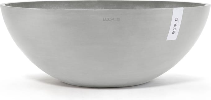 Ecopots Vienna 70 - White Grey - Ø70 x H25,3 cm - Ronde witgrijze bloempot
