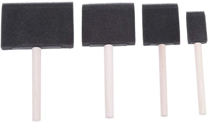 Sponsborstel Set voor Schilderen - Schuimkwasten met Houten Handvat