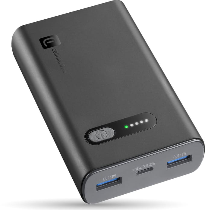 Cellularline Fast PD Powerbank 10000mAh - 20W PD + 18W Dual USB-A - Zwart