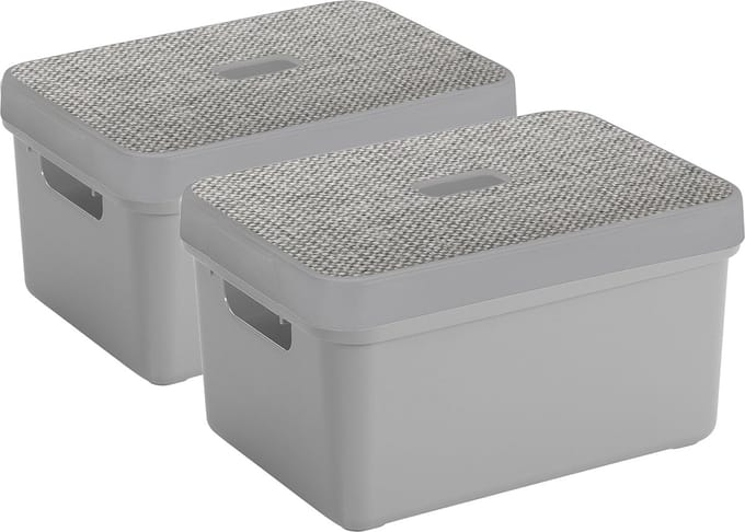 Sunware Opbergbox - lichtgrijs - 5 liter - set van 2x stuks met deksel