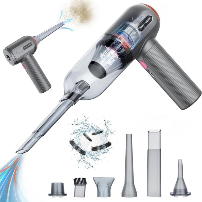 MKSS® Handstofzuiger Draadloos - Auto Stofzuiger - Grijs