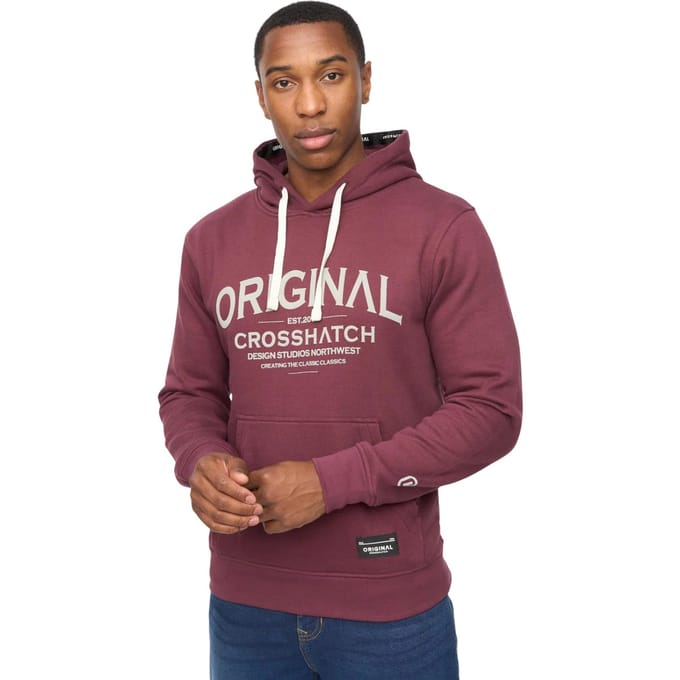 Crosshatch Heren Vintarge Hoodie (Rum Rozijn)