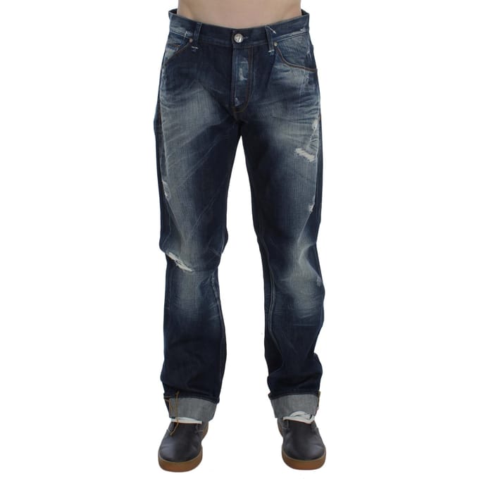 Eight Men's Blue Wash Cotton Denim Regular Fit Jeans