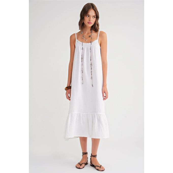 Midi Musseline Jurk met Ruffles