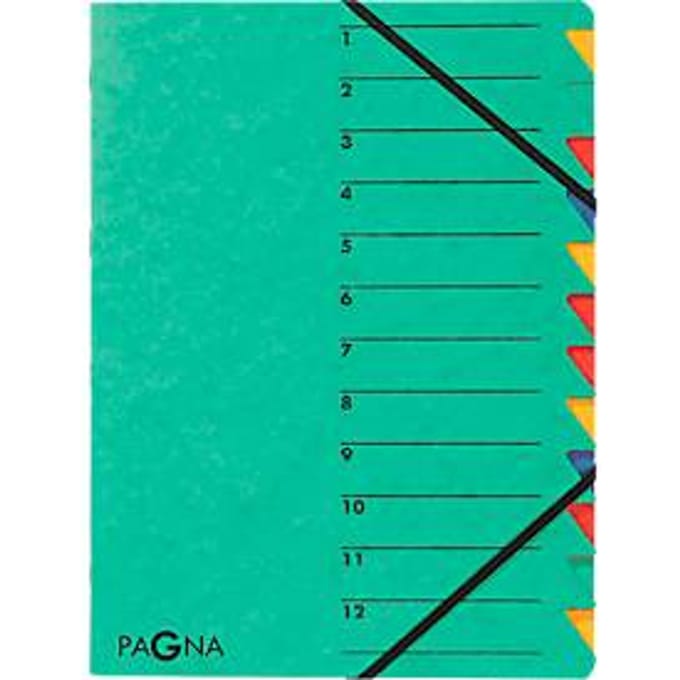 PAGNA documentenmap Easy, A4, elastieksluiting, 12-delig, groen