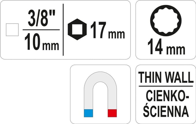Yato - Bougiedopsleutel 3/8" - 14MM - 12PT