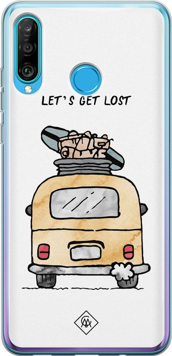 Casimoda® hoesje - Geschikt voor Huawei P30 Lite - Let's Get Lost - Siliconen/TPU - Soft Case - Multi - Tekst
