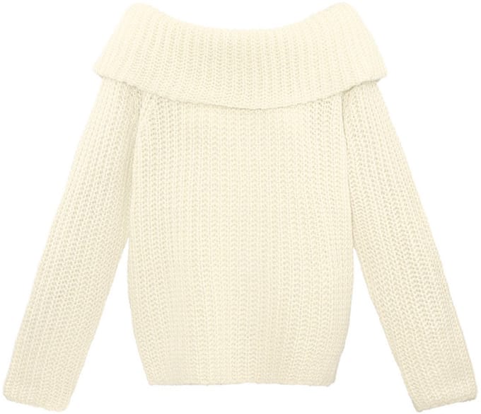 Yehwang - Frosty Morning Off Shoulder Trui - Gebroken Wit - Maat S/M