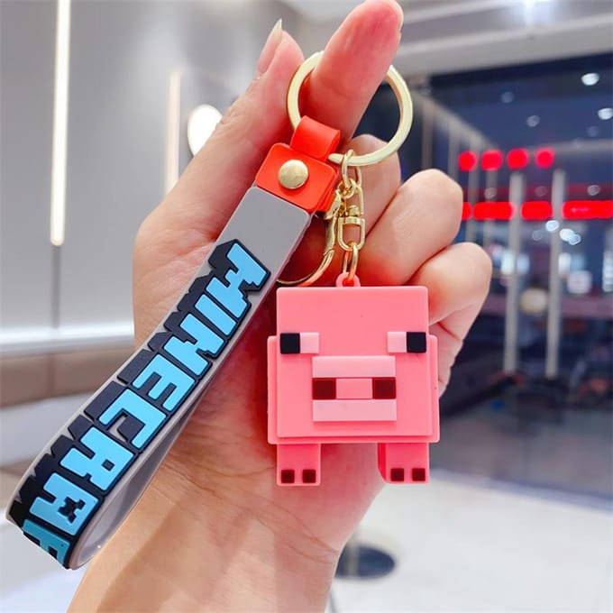Minecraft PVC Sleutelhanger Kinderen Silicone Tas Wissel Opbergtas Sleutelhanger red