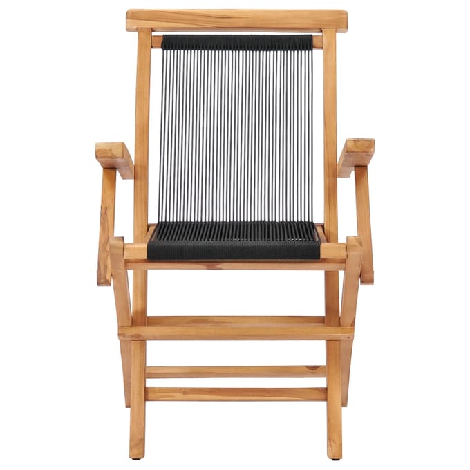 vidaXL - Opklapbare - stoelen, - 2 - stuks, - massief - teakhout - en - touw