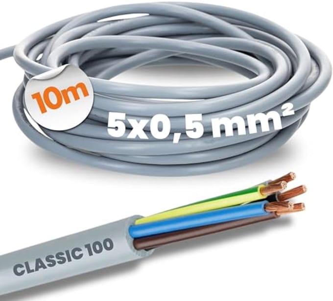 5-aderige Kleurgecodeerde PVC Besturingskabel 10 Meter 5G0,5 mm² - Flexibel en Duurzaam
