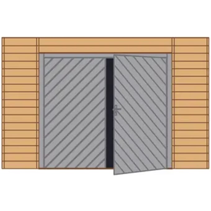 Solid Voorwand Met Dubbele Garagedeur ‘s7742’ Hout 390 X 245 Cm Voor Basis 5x5