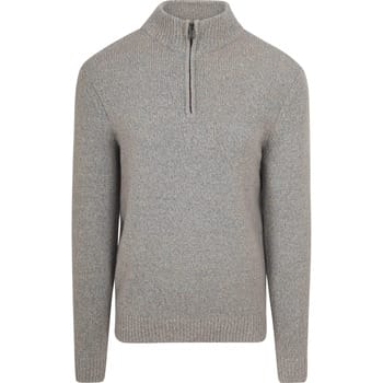 Suitable Half Zip Pullover Boiled Wool Grijs - Maat XXL - Heren - Quarter zip - Schipperstrui met rits - Volwassen mannen