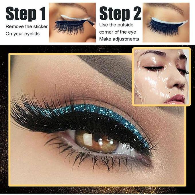 28 Paires d'Autocollants Eyeliner et Cils Réutilisables 7 Couleurs Étanche Eyeliner Cils Réutilisables