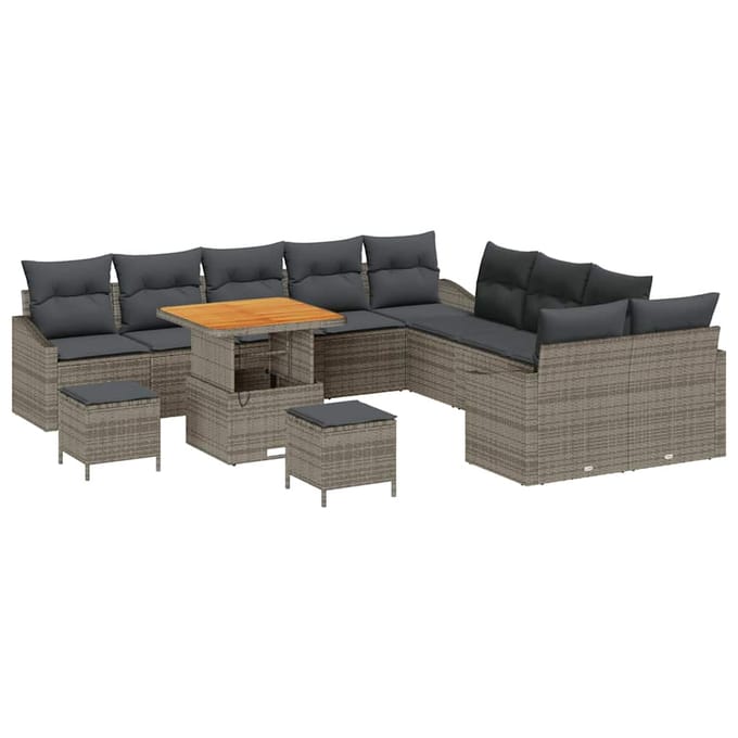 vidaXL - Tuinbank - Set - 13 - st - Grijs - poly - rattan