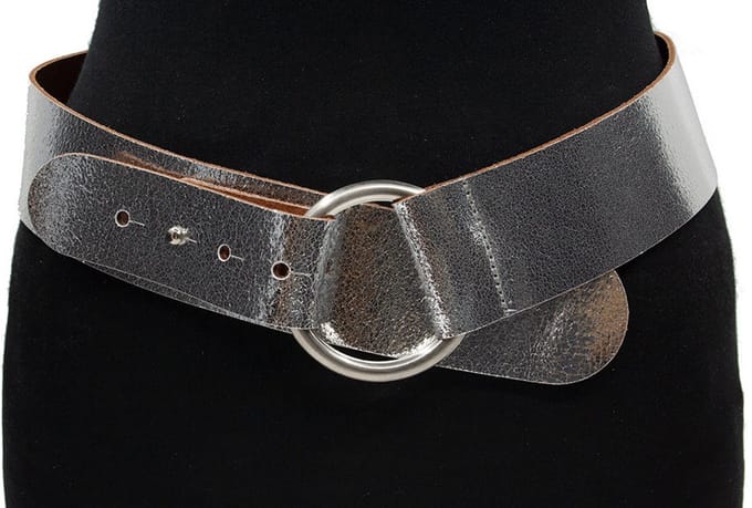 Zilveren brede riem dames - 5.5 cm breed - Leer - Brede riem - Casual - Maat 95