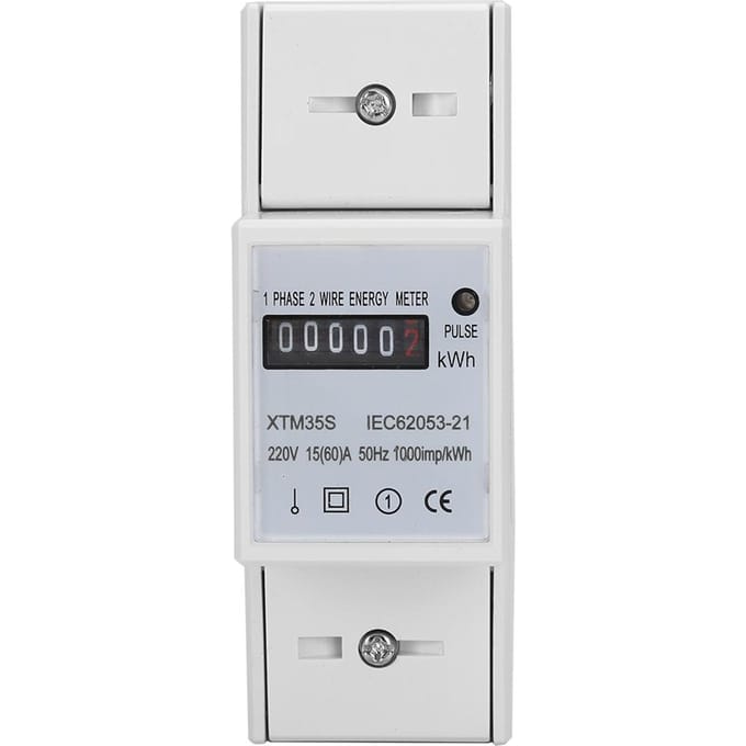 XTM35S 220V Digitaal 2P DIN-rail Elektriciteitsmeter Elektronische kWh-meter white